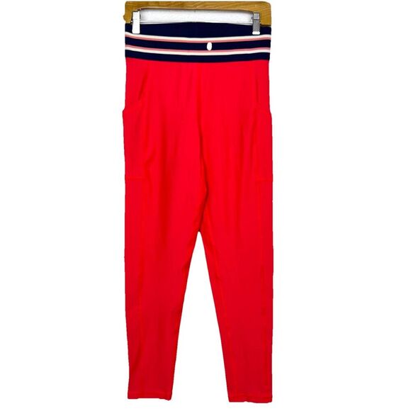 Aerie Red High Rise Leggings Size L Chill Play Move Athleisure Workout Running - Picture 1 of 5